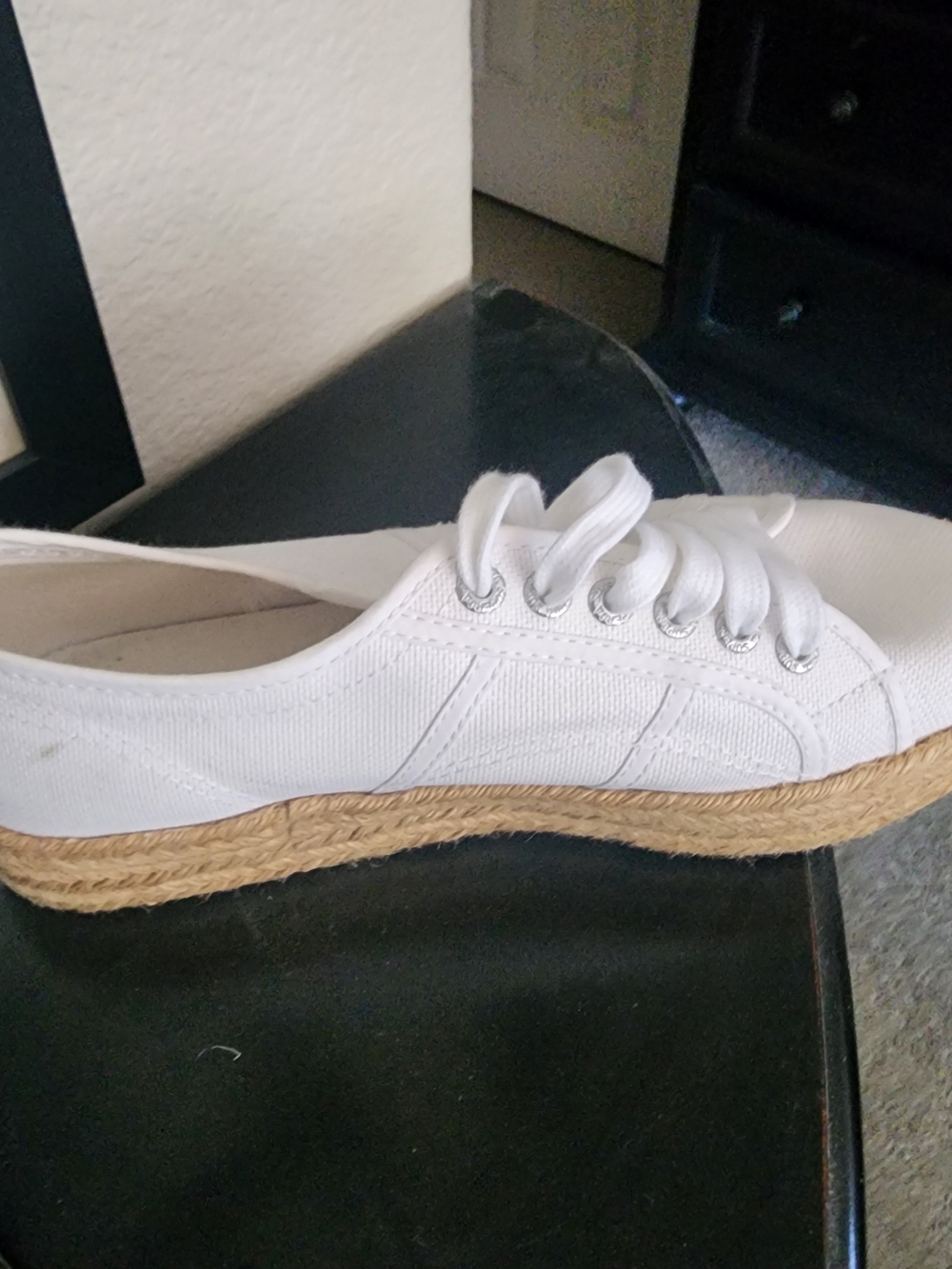 Superga White Canvas Espadrille Sneaker with Rope Midsole
